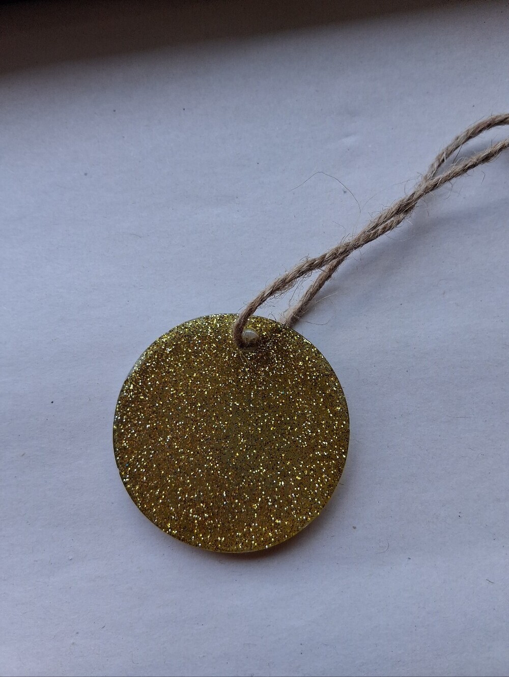 Hand Crafted Gold Glitter Round Hanging Ornament